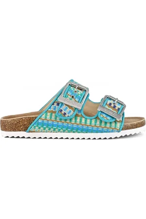 Colors of California Schoenen, Dames, Veelkleurig, 36 EU, Etnische geweven sandaal met zilveren gespen