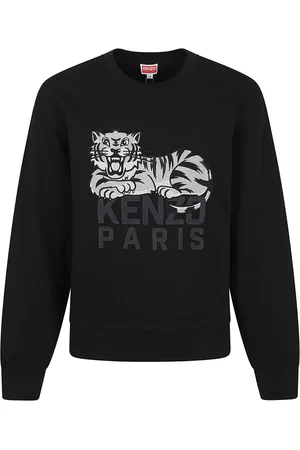 Kenzo Sweatshirts & Hoodies, Heren, Zwart, XL, Katoen, Zwarte Sweatshirt met Happy Tiger Borduurwerk