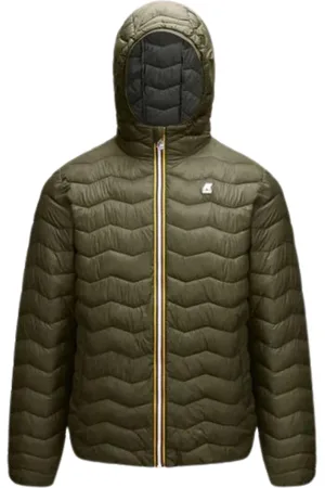 K-Way Jassen, Heren, Groen, L, Nylon, Groene Wave Gewatteerde Jas Aw 23