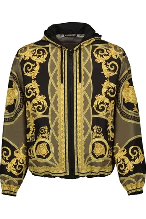 VERSACE Jassen, Heren, Veelkleurig, M, Nylon, Barocco Windjack