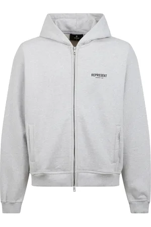 Represent Sweatshirts & Hoodies, Heren, Grijs, S, Hoodie met Rits en Monogram Print