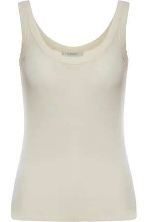 LEMAIRE Tops, Dames, , S, Katoen, Witte Rib Tank Top Dames Shirt