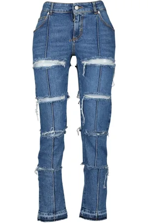 Alexander McQueen Jeans, Dames, Blauw, W25, Denim, Blauwe Gewassen Denim Straight Leg Jeans