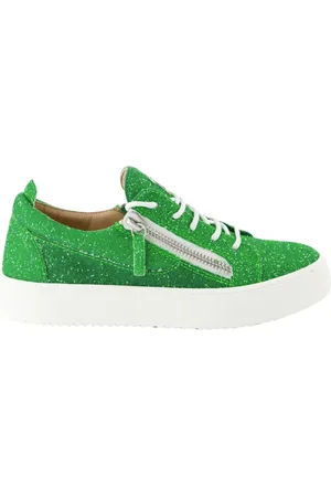 Giuseppe Zanotti Schoenen, Dames, Groen, 36 EU, Leer, Groene Glitter Leren Sneakers