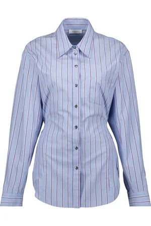 Paco rabanne Blouses & Shirts, Dames, Blauw, S, Katoen, Blauw Gestreept Overhemd Lente-Zomer 2025 Collectie