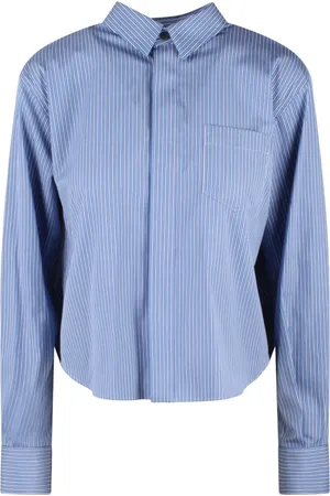 SACAI Blouses & Shirts, Dames, Blauw, M, Katoen, Katoenen Poplin Overhemd Box Fit