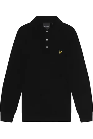 Lyle & Scott Tops, Heren, Zwart, XL, Katoen, Long Sleeve Knit Polo