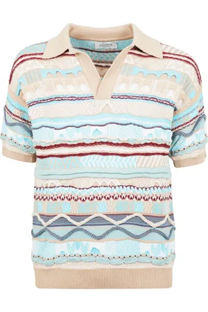 LANEUS Tops, Heren, Veelkleurig, M, Katoen, Katoen Jacquard Polo Regular Fit Korte Mouw