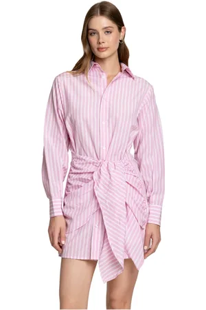 4GIVENESS Kleedjes, Dames, Roze, M, Verticale Strepen Overhemdjurk Preppy Stijl