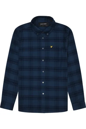 Lyle & Scott Overhemden, Heren, Blauw, M, Katoen, Geruit Flanellen Overhemd