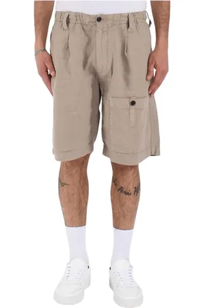 C.P. Company Korte broeken, Heren, , XL, Linnen, Linnen cargoshorts met elastische taille