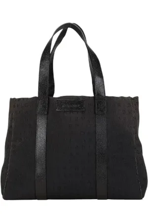 Bvlgari Pre-owned, Dames, Zwart, ONE Size, Leer, Tweedehands Canvas handtassen