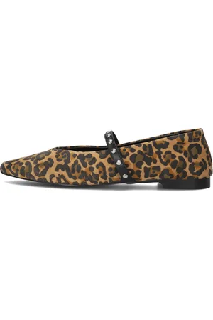 Stefano Lauran Schoenen, Dames, Bruin, 37 EU, Linnen, Elegante Pantherprint Ballerina