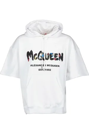 Alexander McQueen Sweatshirts & Hoodies, Heren, Wit, M, Katoen, Graffiti hoodie