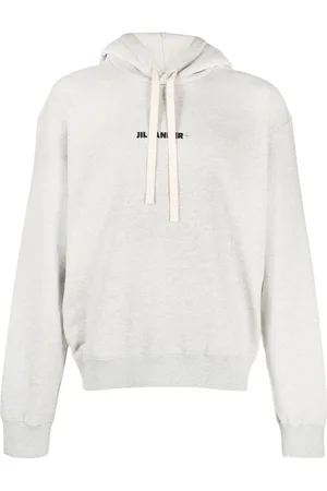 Jil Sander Sweatshirts & Hoodies, Heren, Grijs, M, Katoen, Grijze Logo Hoodie