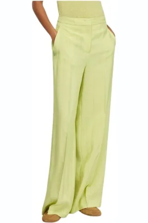 SEMICOUTURE Broeken, Dames, Groen, L, Limoen Groene Wijde Broek