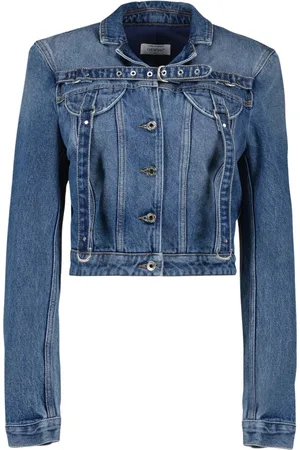 OFF-WHITE Jassen, Dames, Blauw, S, Denim, Cargo denim jack met klassieke kraag