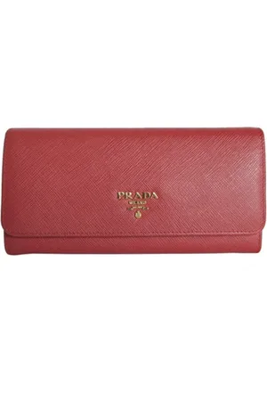 Prada Pre-owned, Dames, Rood, ONE Size, Leer, Tweedehands leren portemonnees