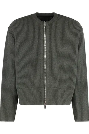 Givenchy Truien, Heren, Groen, L, Wol, Geribbelde Gebreide Wollen Trui