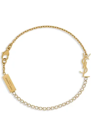 Saint Laurent Accessoires, Dames, Geel, M, Kristallen Ketting met YSL Logo