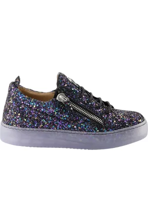 Giuseppe Zanotti Schoenen, Dames, Veelkleurig, 36 EU, Leer, Glitter Paarse Basket Sneakers