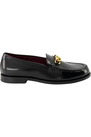 VALENTINO GARAVANI Schoenen, Dames, Zwart, 36 EU, Leer, Ketting Mocassins met VLogo Detail