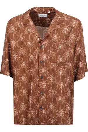 LANEUS Overhemden, Heren, Bruin, S, Tropische Boxy Shirt