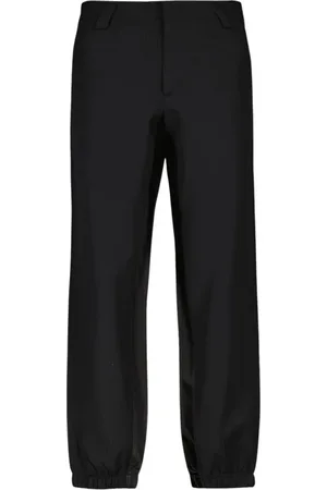 Prada Broeken, Heren, Zwart, L, Wol, Wollen Straight Leg Broek