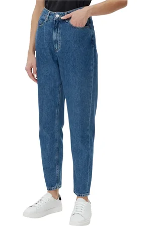 HUGO BOSS Jeans, Dames, Blauw, W29, Katoen, Hoge taille Mom Fit Jeans