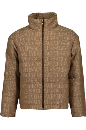 VERSACE Jassen, Heren, Bruin, M, Katoen, Gewatteerde jas met hoge kraag