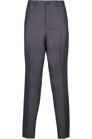 Dior Broeken, Heren, Grijs, L, Wol, Rechtgesneden wollen broek met bies