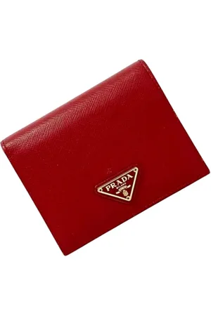 Prada Pre-owned, Dames, Rood, ONE Size, Leer, Tweedehands leren portemonnees