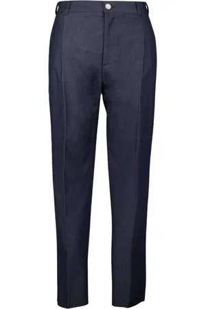 Dior Broeken, Heren, Blauw, S, Kasjmier, Iconen Geplooide Broek Blauw Kasjmier