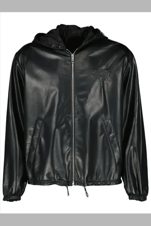 Prada Jassen, Heren, Zwart, L, Leren Bomberjack
