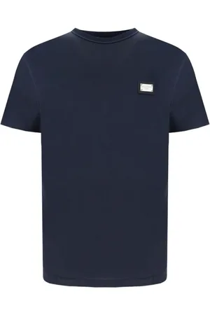 Dolce & Gabbana Tops, Heren, Blauw, M, Katoen, Iconisch Monogram Katoenen T-Shirt