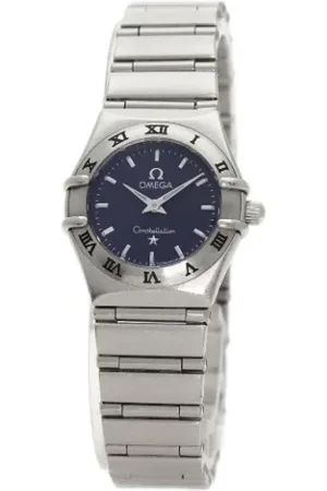 Omega Pre-owned, Dames, Blauw, ONE Size, Pre-owned Stainless Steel watches
