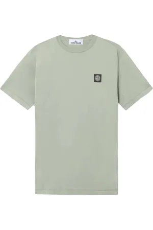 Stone Island Tops, Heren, Groen, L, Katoen, Groene T-shirt & Polo voor mannen