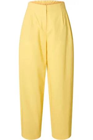 SELECTED Broeken, Dames, Geel, L, Katoen, Gele Cropped Katoenen Broek