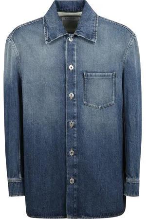 Lanvin Overhemden, Heren, Blauw, L, Denim, Denim overhemd met knoopsluiting aan de voorkant, borstzakje