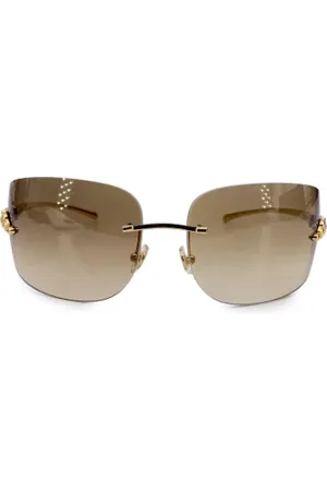 Cartier Pre-owned, Dames, Geel, ONE Size, Pre-owned Metal sunglasses