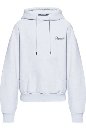 Jacquemus Sweatshirts & Hoodies, Heren, Grijs, S, Leer, Grijze Gemêleerde Hoodie met Logo