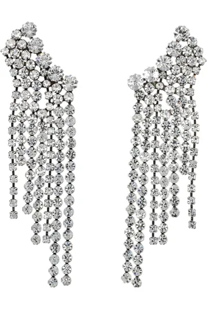 Isabel Marant Accessoires, Dames, Grijs, ONE Size, Zilveren Franje Kristal Oorbellen Sieraden