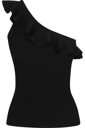 ZIMMERMANN Tops, Dames, Zwart, XS, Gerimpelde Asymmetrische Tank Top