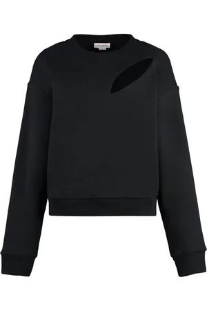 Alexander McQueen Sweatshirts & Hoodies, Dames, Zwart, S, Katoen, Zwarte Sweatshirt met Uitgesneden Detail