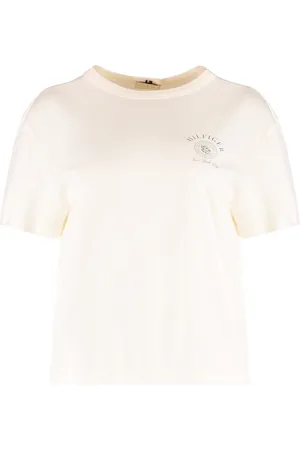 Tommy Hilfiger Tops, Dames, , L, Katoen, Katoenen Crew-Neck T-shirt