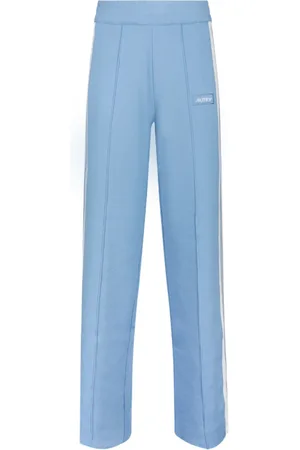 Autry Broeken, Dames, Blauw, M, Blauwe Gebreide Broek met Zijstrepen