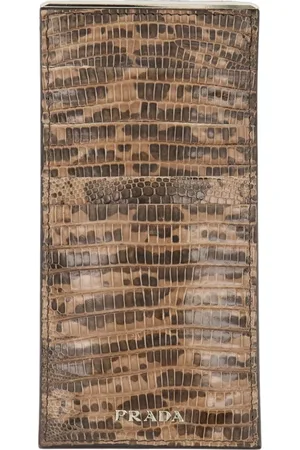 Prada Accessoires, Heren, Bruin, ONE Size, Vintage Kaarthouder Python Effect