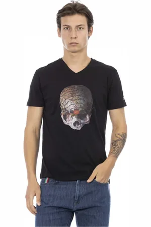 Trussardi Tops, Heren, Zwart, 2Xl, Korte Mouw V-hals T-shirt