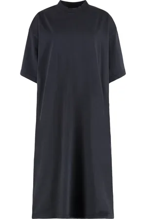 Balenciaga Kleedjes, Dames, Zwart, S, Katoen, Versleten katoenen T-shirt jurk met vervaagd effect