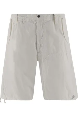C.P. Company Korte broeken, Heren, Wit, XS, Katoen, Katoenen Ripstop Elastische Taille Shorts